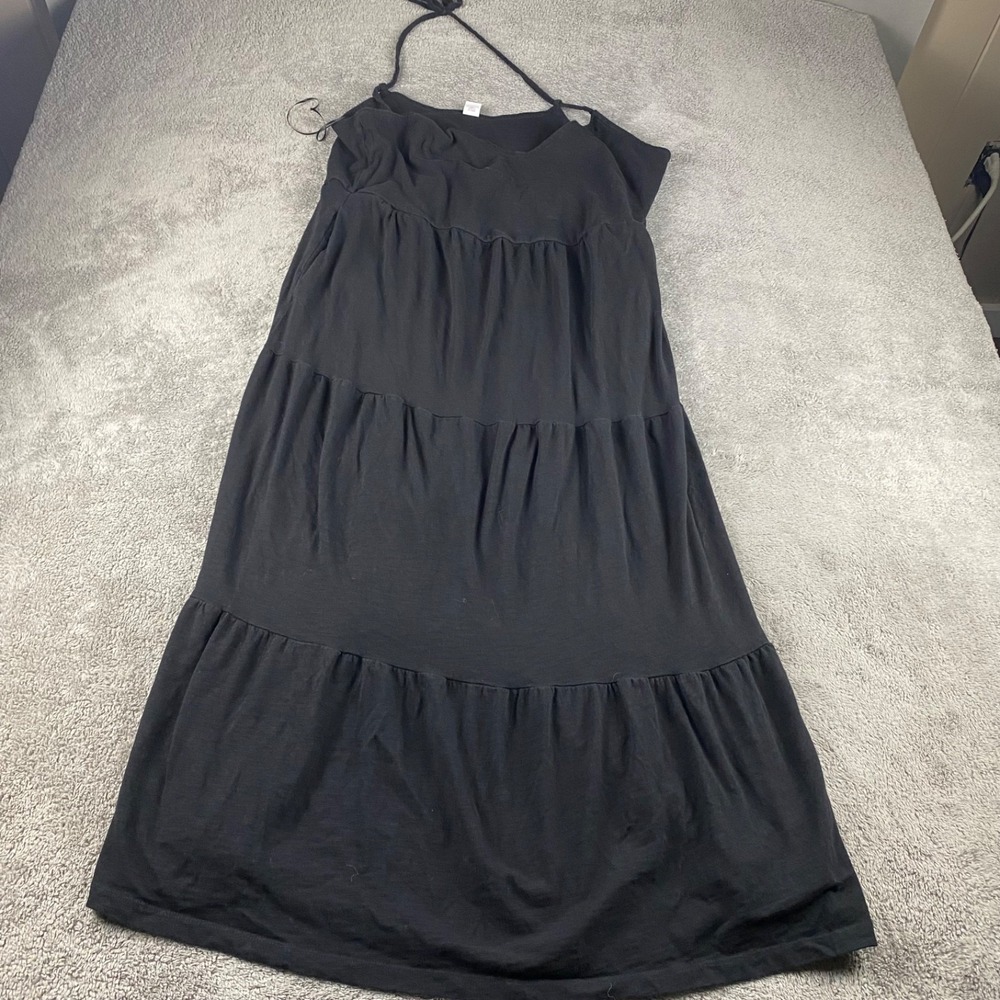 Old Navy Strappy Tiered Slub Knit Cami Swing Dress Womens Large Black